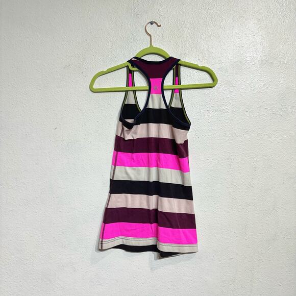 Lululemon Raspberry Glo Light Striped Cool Racerback Tank Sz 2 - Picture 5 of 8